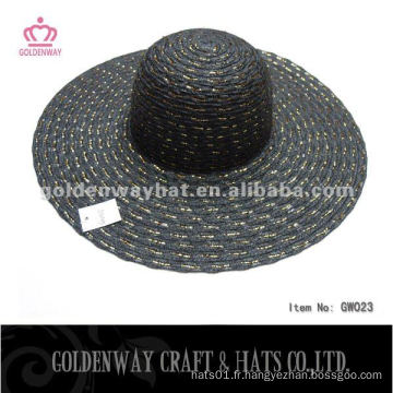 Ladies Summer hat conception de mode noire avec un fil d&#39;or